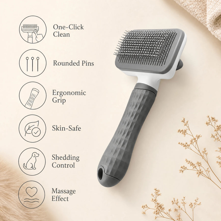 Self-Cleaning Cat Massage Slicker Brush