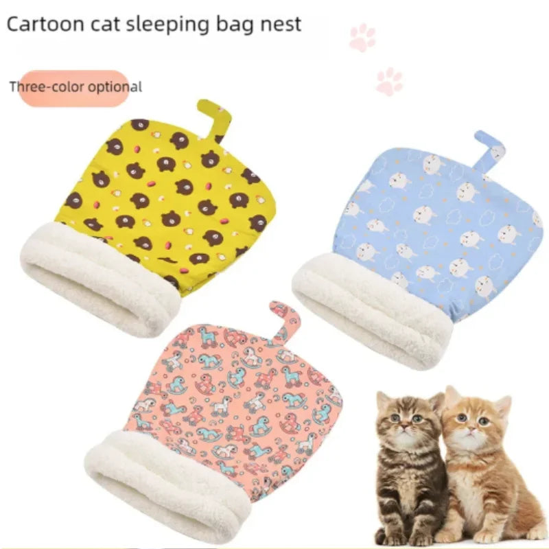 Fluffy cat sleeping bag pocket bed, view 3