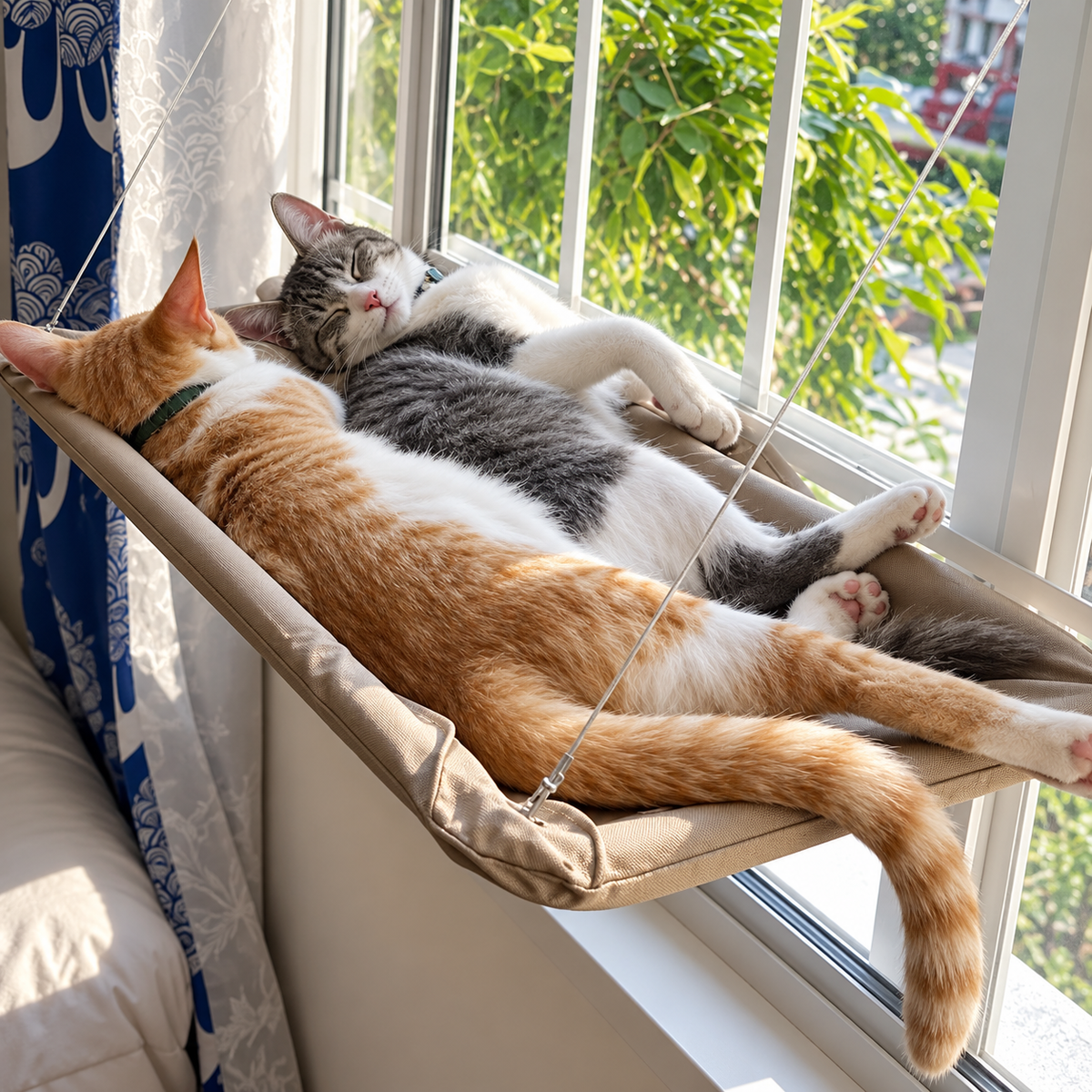 Wall Mounted Cat Hammock with Climbing Frame