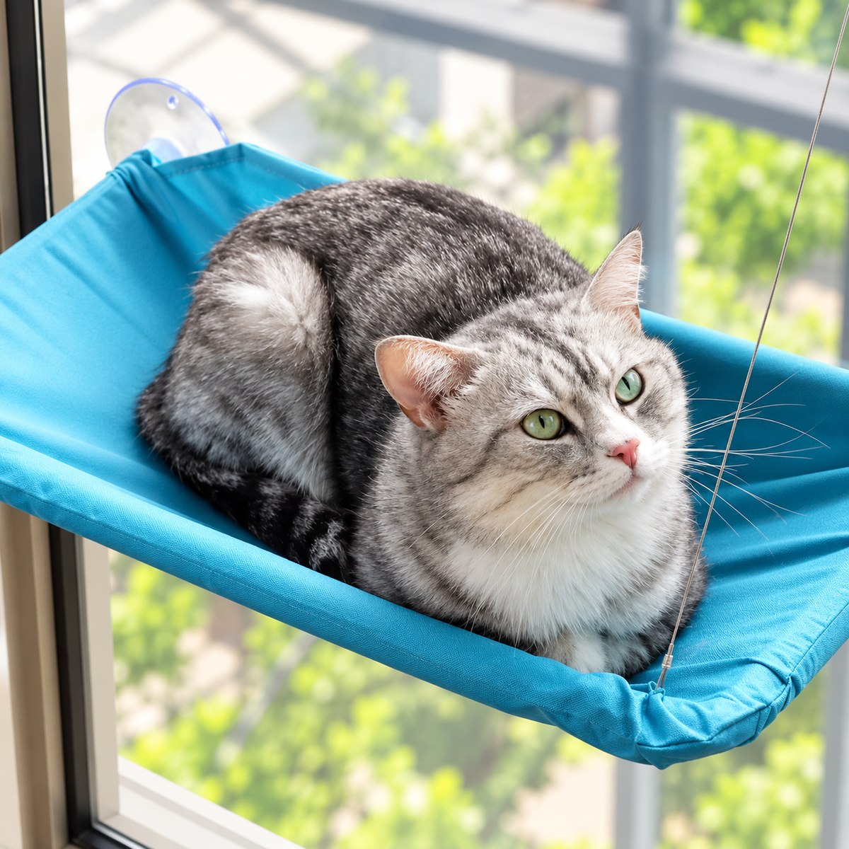 Wall Mounted Cat Hammock with Climbing Frame