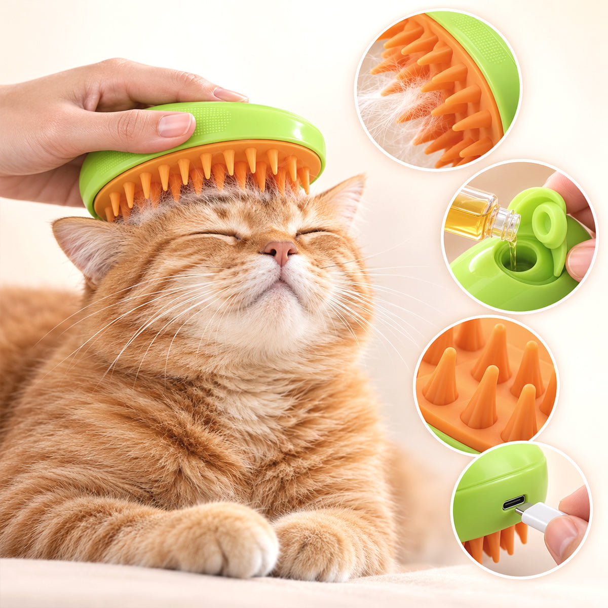 Cat Steam Brush for Shedding and Grooming