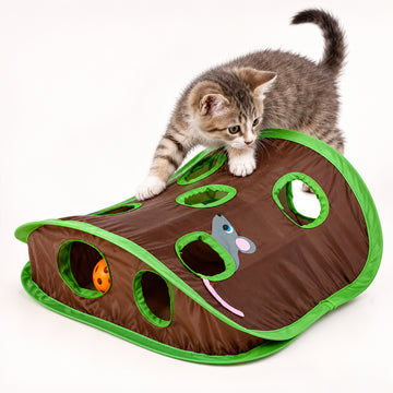 Foldable Cat Tunnel with 9 Holes & Bell