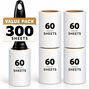 Extra-Sticky Pet Hair Lint Roller, 60 or 300 Sheets