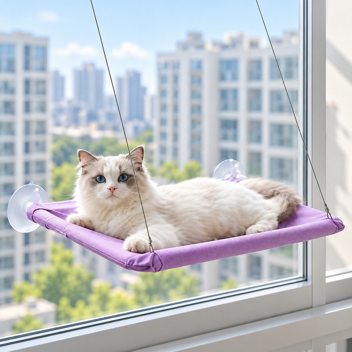 Wall Mounted Cat Hammock with Climbing Frame