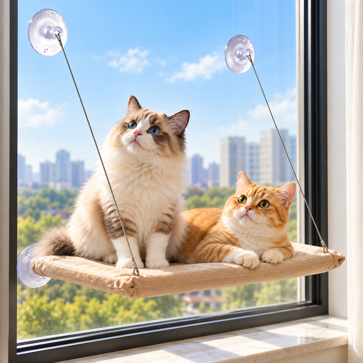 Wall Mounted Cat Hammock with Climbing Frame