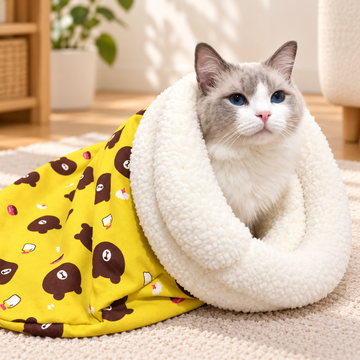 Fluffy Cat Sleeping Bag, Thick Warm Pocket Bed