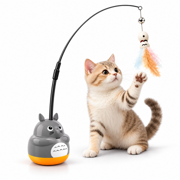 Rotating Cat Teaser Wand with Bell & Feather