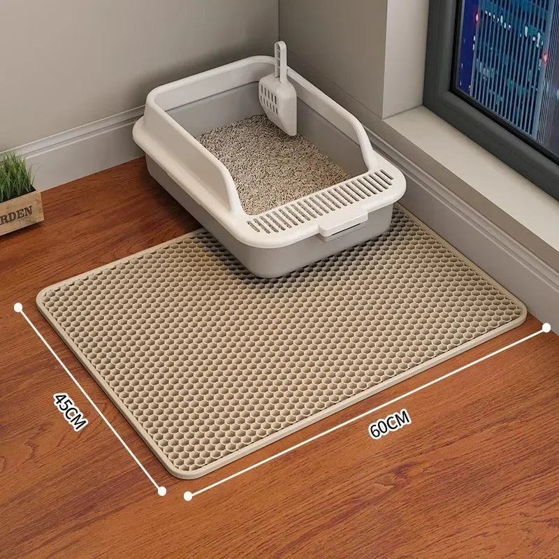 Double-layer EVA cat litter mat with hex holes, view 6
