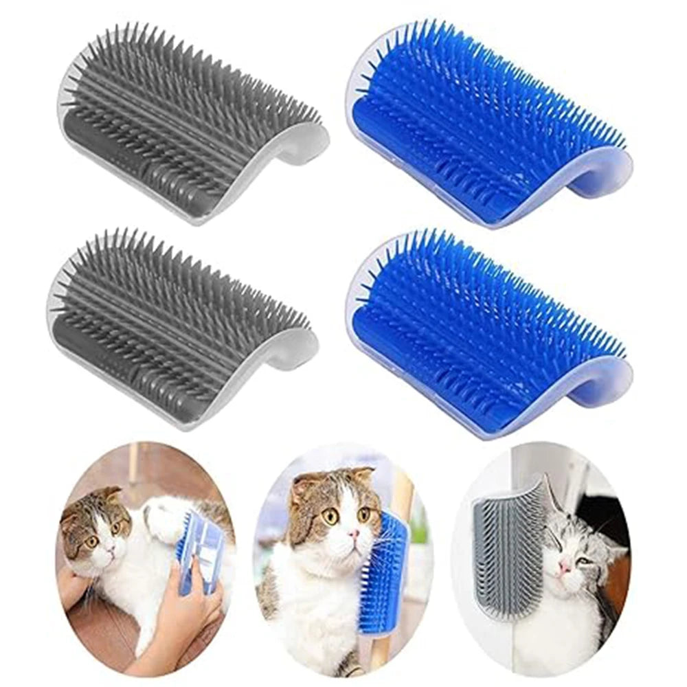 Wall corner cat self-groomer brush with catnip, view 2