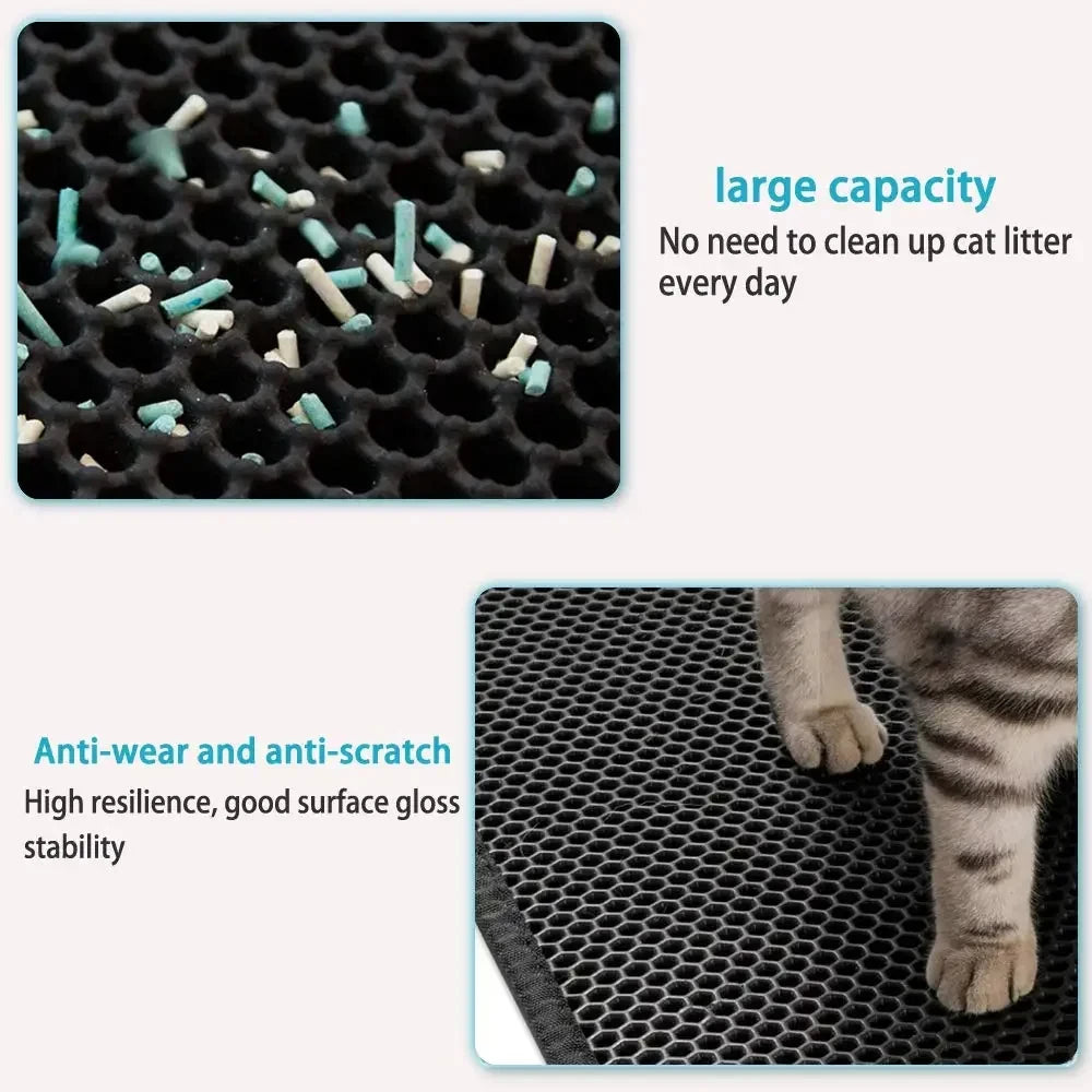 Double-layer EVA cat litter mat with hex holes, view 4