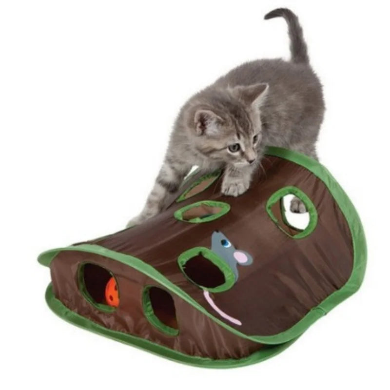 Foldable Cat Tunnel with 9 Holes & Bell