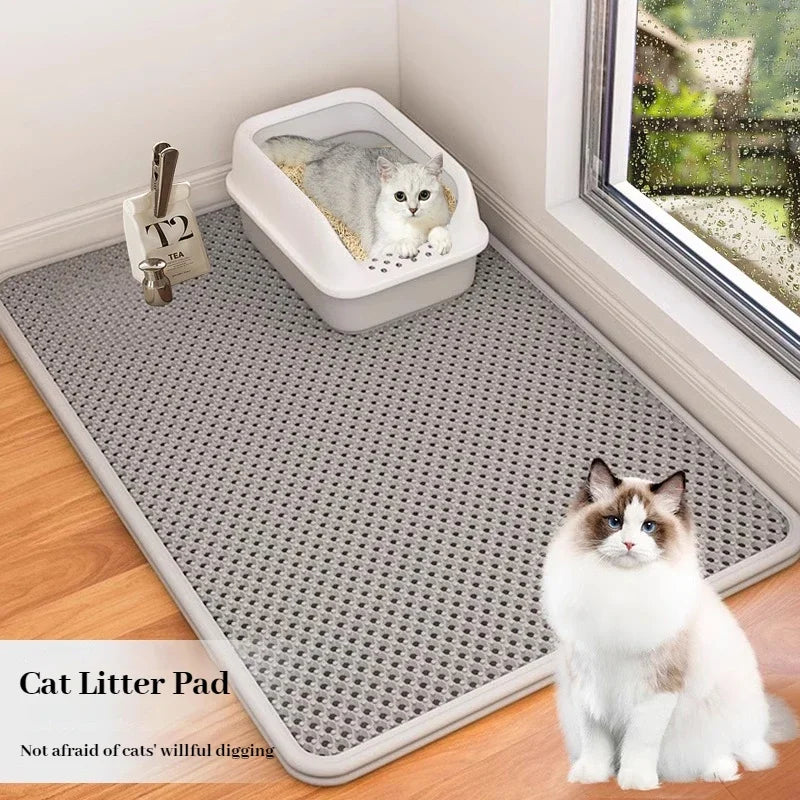Double-layer EVA cat litter mat with hex holes