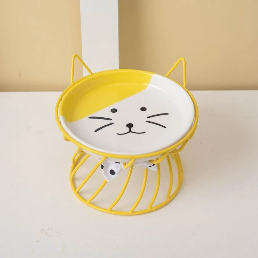 Raised ceramic cat bowl with iron stand, image 10