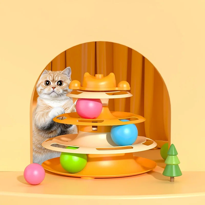 Feather Cat Turntable Toy with Ball and Wand