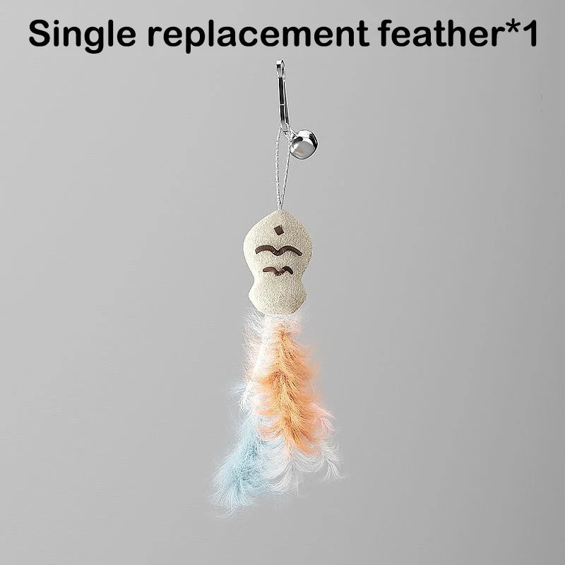 Rotating Cat Teaser Wand with Bell & Feather