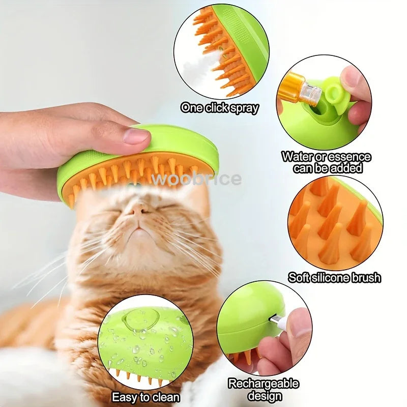 Cat Steam Brush for Shedding and Grooming