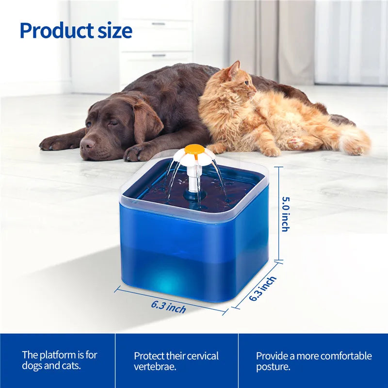 Cat Water Fountain 2L, Quiet with 4-Layer Filter