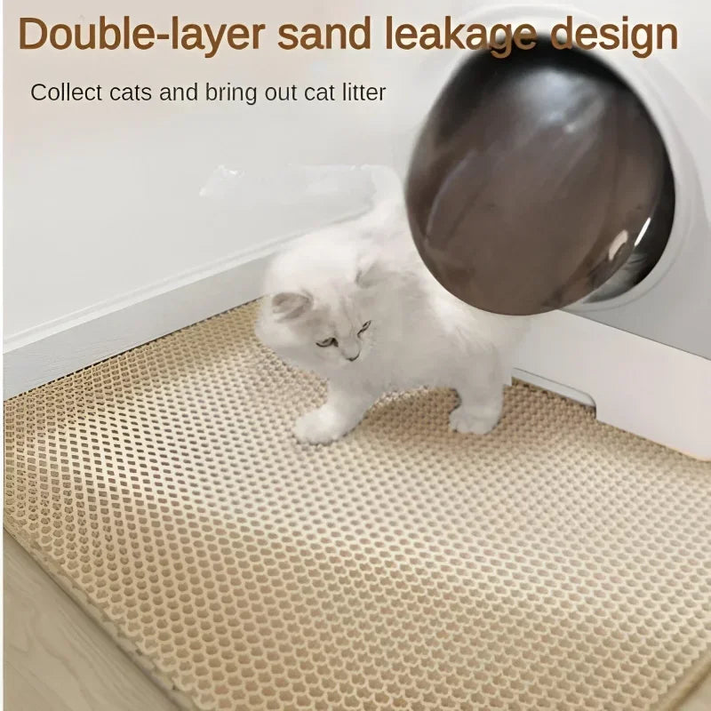 Double-layer EVA cat litter mat with hex holes, view 3