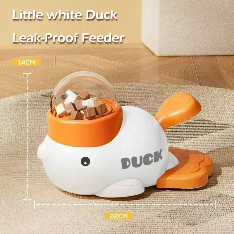 Purrlina duck puzzle feeder toy for cats, interactive anti-slip feeding toy