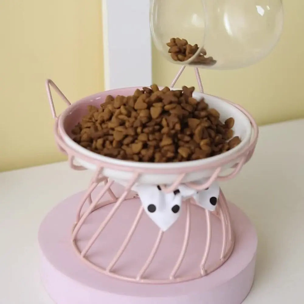 Raised ceramic cat bowl with iron stand, image 4