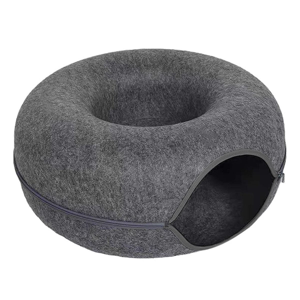 Felt donut cat nest bed with tunnel, view 9