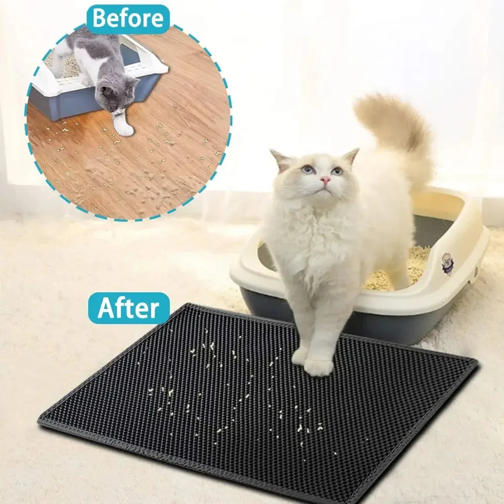 Double-layer EVA cat litter mat with hex holes, view 2