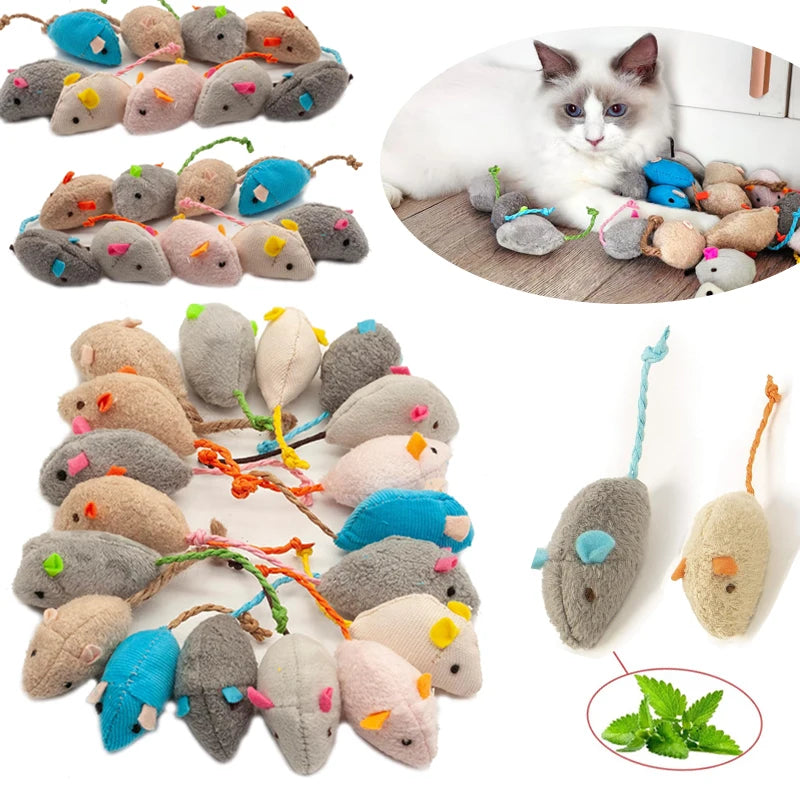 Catnip Rattle Mice Cat Toys, Multipack