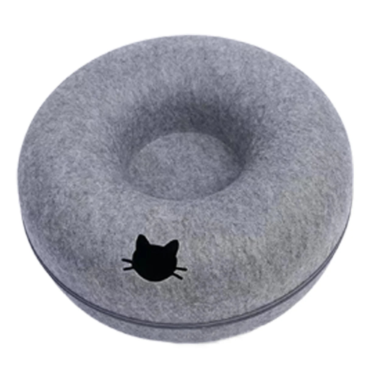 Felt donut cat nest bed with tunnel, view 7
