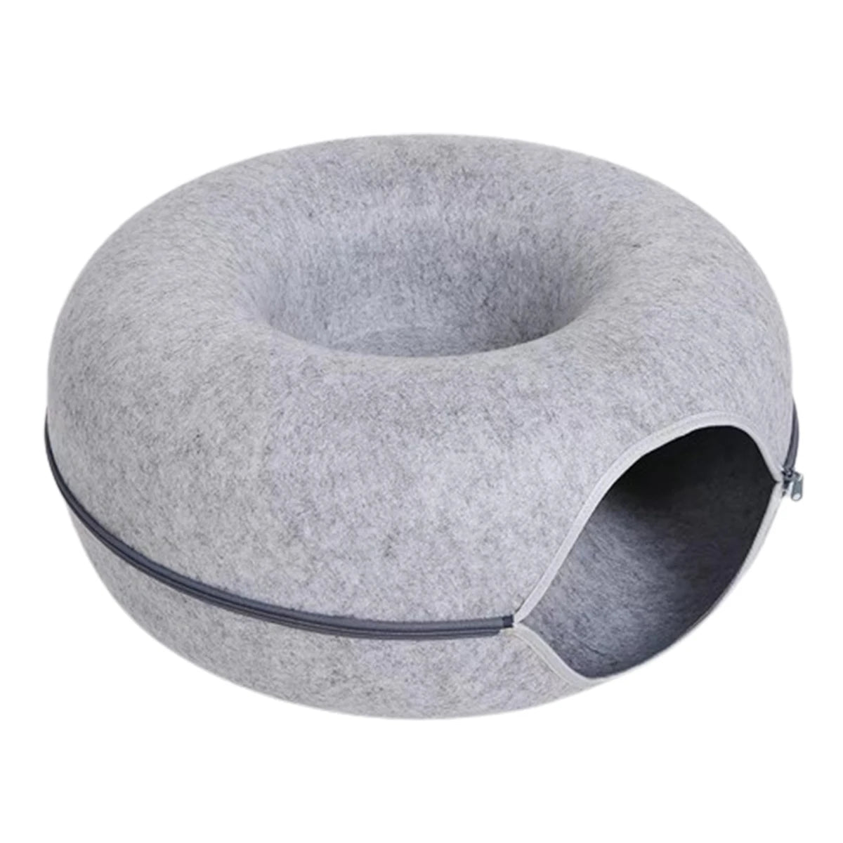 Felt donut cat nest bed with tunnel, view 8