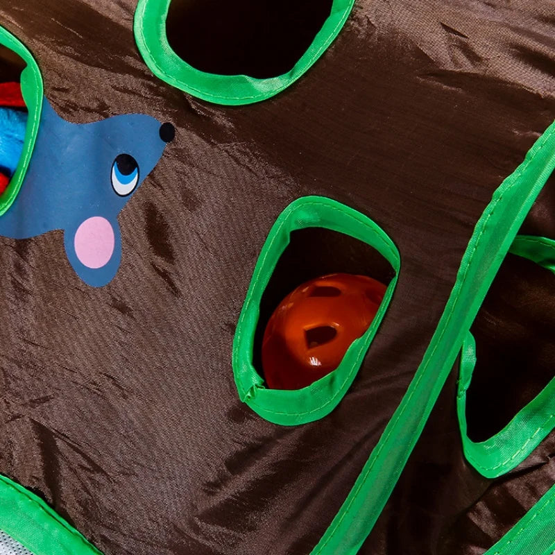 Foldable Cat Tunnel with 9 Holes & Bell