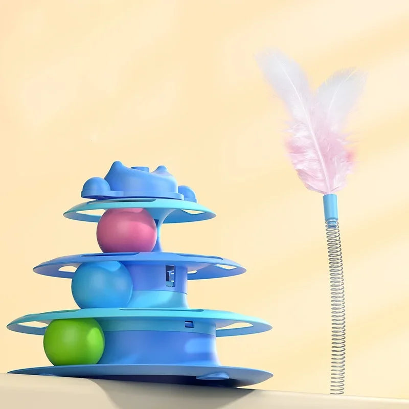 Feather Cat Turntable Toy with Ball and Wand