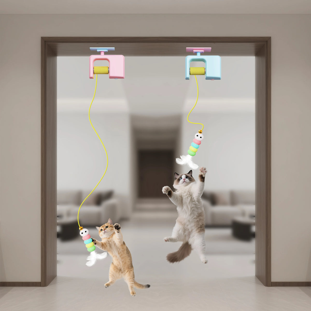 Electric hanging door cat toy for self-play, view 5