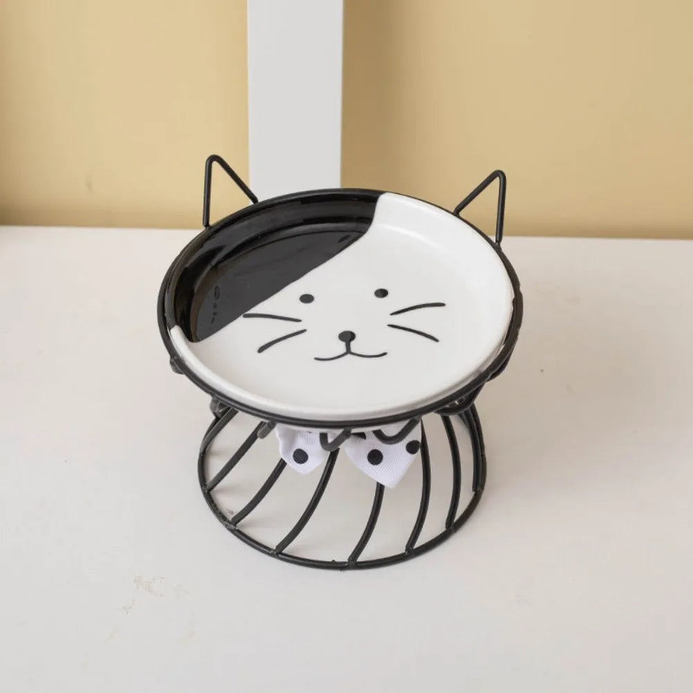 Raised ceramic cat bowl with iron stand, image 11